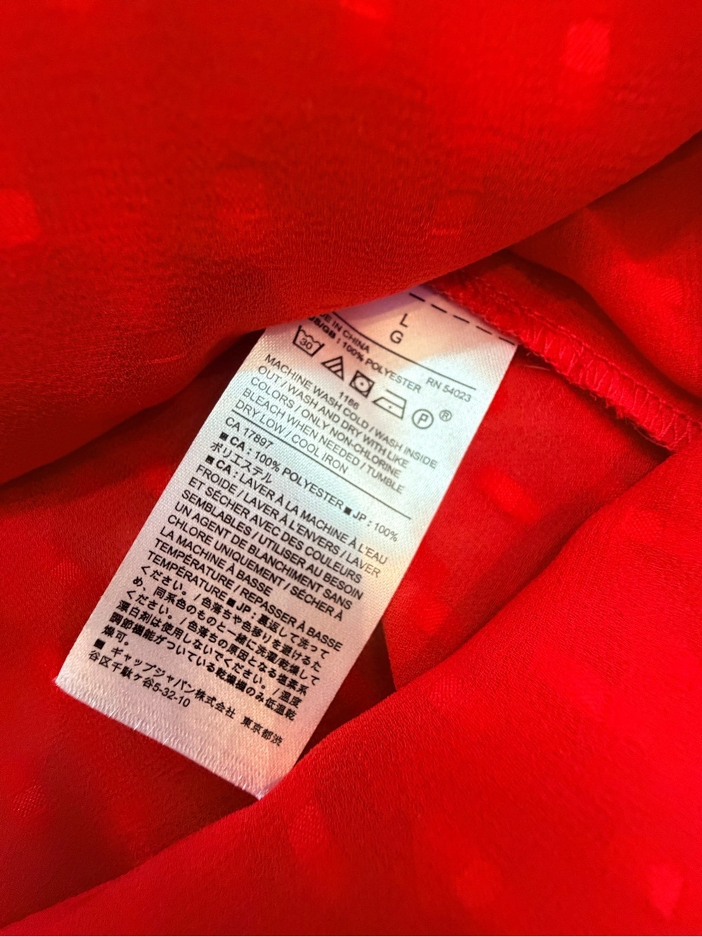 Banana Republic Red Swiss Dot Blouse Large Long Sleeve Textured Top - Picture 6 of 10